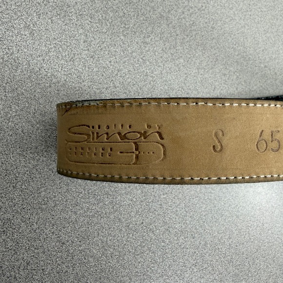 BB Simon Belt Women S Black Crocodile Embossed Genuine Leather Western Vtg EUC main image 6